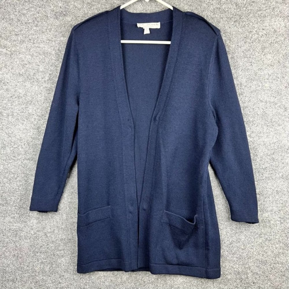 ST. John Separates Women's Knit Cardigan‎ w/ Gold Button Sz M Pockets USA Made
